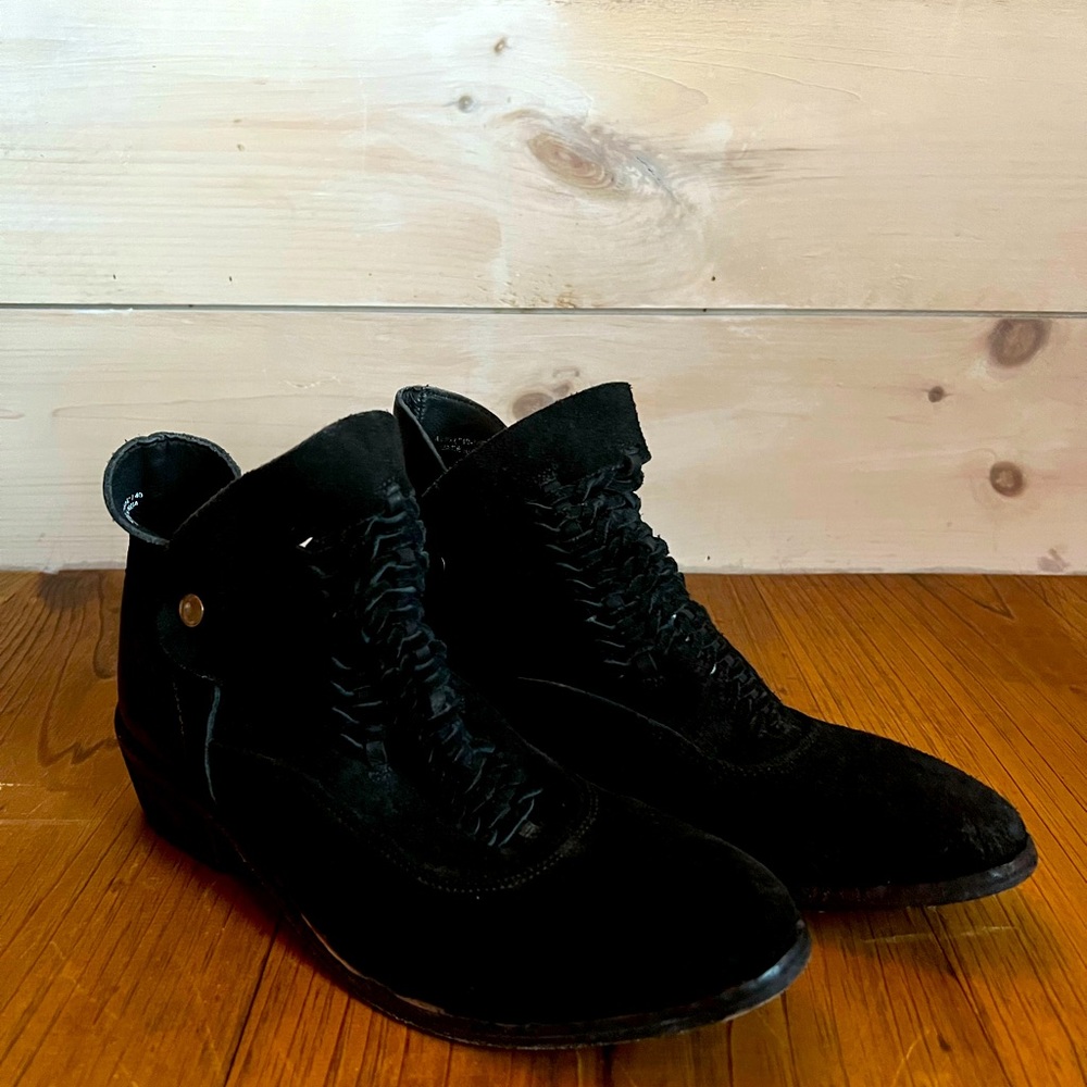 Hand Crafted black cutout booties.